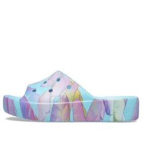 Chanclas clásicas con plataforma y estampado de palmeras «Blue Multi-Color»