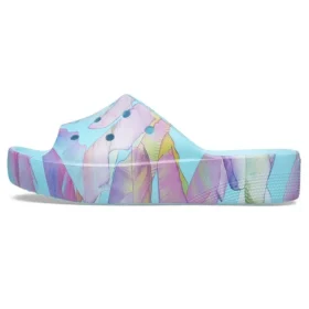 Chanclas clásicas con plataforma y estampado de palmeras «Blue Multi-Color»
