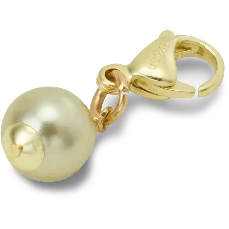 Colgante Jibbitz™ con perla SMT en dorado y verde Colgante Jibbitz™ con perla SMT en dorado y verde