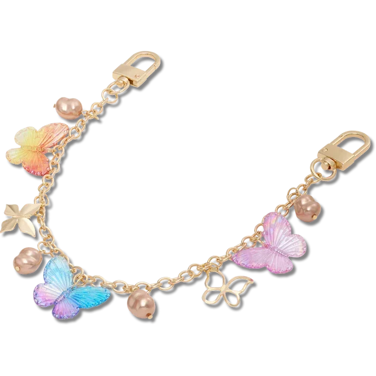 Colgante para bolsos con mariposa y cadena larga Colgante para bolsos con mariposa y cadena larga