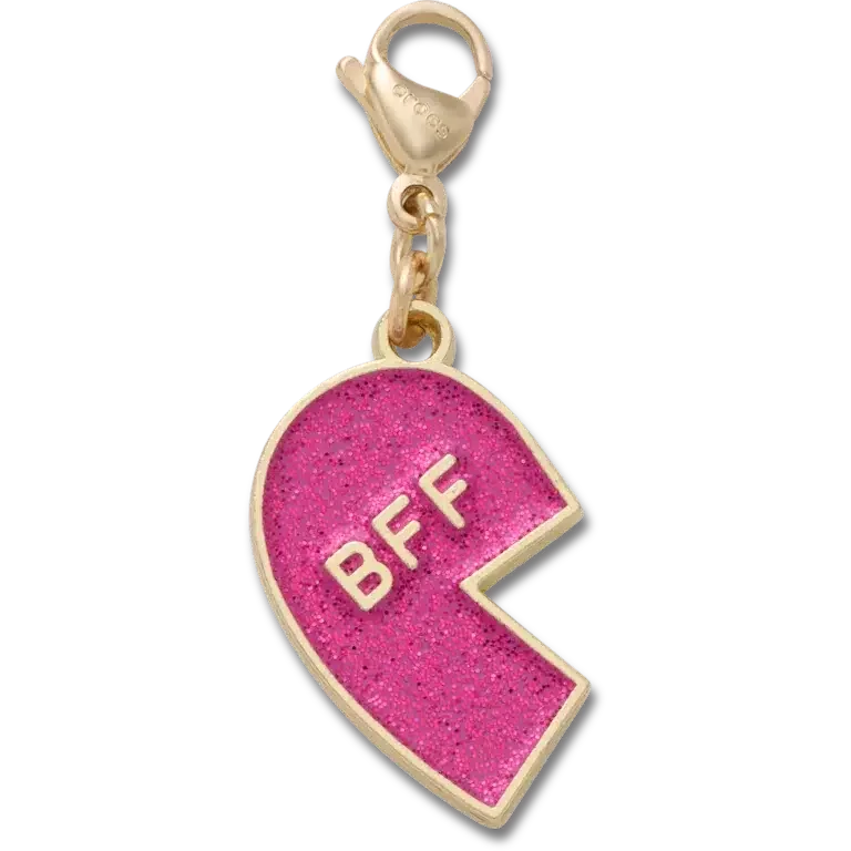 Colgante rosa con Glitter «BFF» para el zapato izquierdo Colgantes para zapatos Jibbitz Colgante rosa con Glitter «BFF» para el zapato izquierdo Colgantes para zapatos Jibbitz