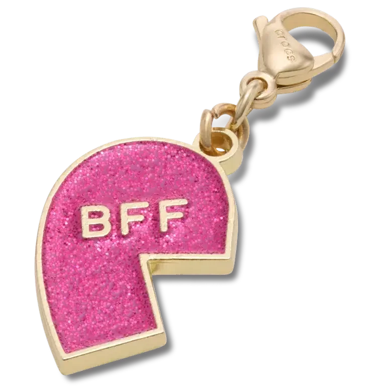 Colgante rosa con Glitter «BFF» para el zapato izquierdo Colgantes para zapatos Jibbitz Colgante rosa con Glitter «BFF» para el zapato izquierdo Colgantes para zapatos Jibbitz