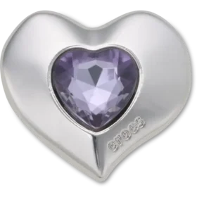 Colgantes Jibbitz™ «Corazón» con gemas SMT en plata y morado