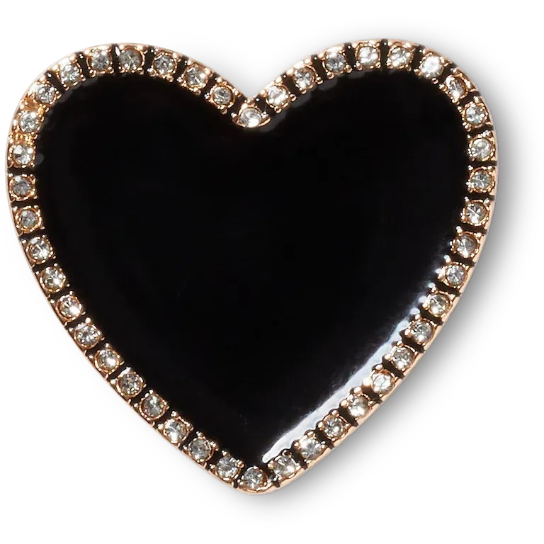 Colgantes Jibbitz™ de corazón negro con contorno dorado Colgantes Jibbitz™ de corazón negro con contorno dorado