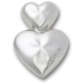 Colgantes Jibbitz™ de doble corazón plateados