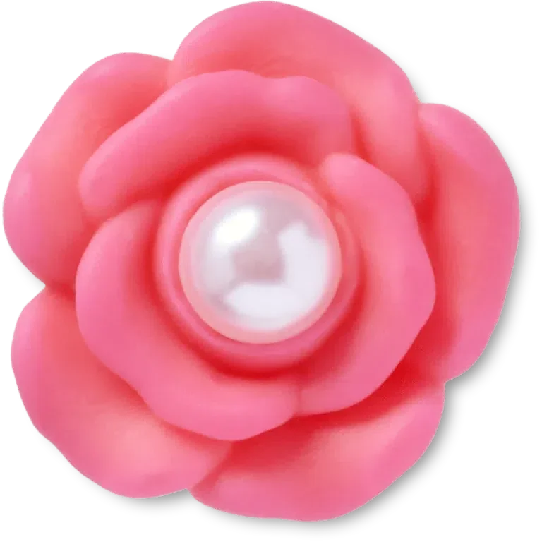 Colgantes Jibbitz™ de flor rosa con perla en el centro Colgantes Jibbitz™ de flor rosa con perla en el centro