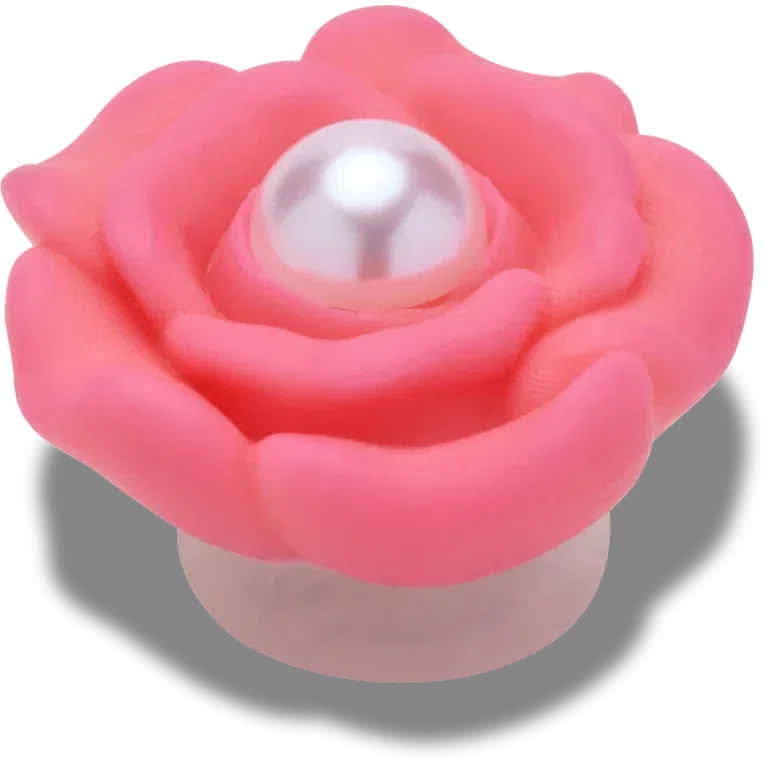 Colgantes Jibbitz™ de flor rosa con perla en el centro Colgantes Jibbitz™ de flor rosa con perla en el centro