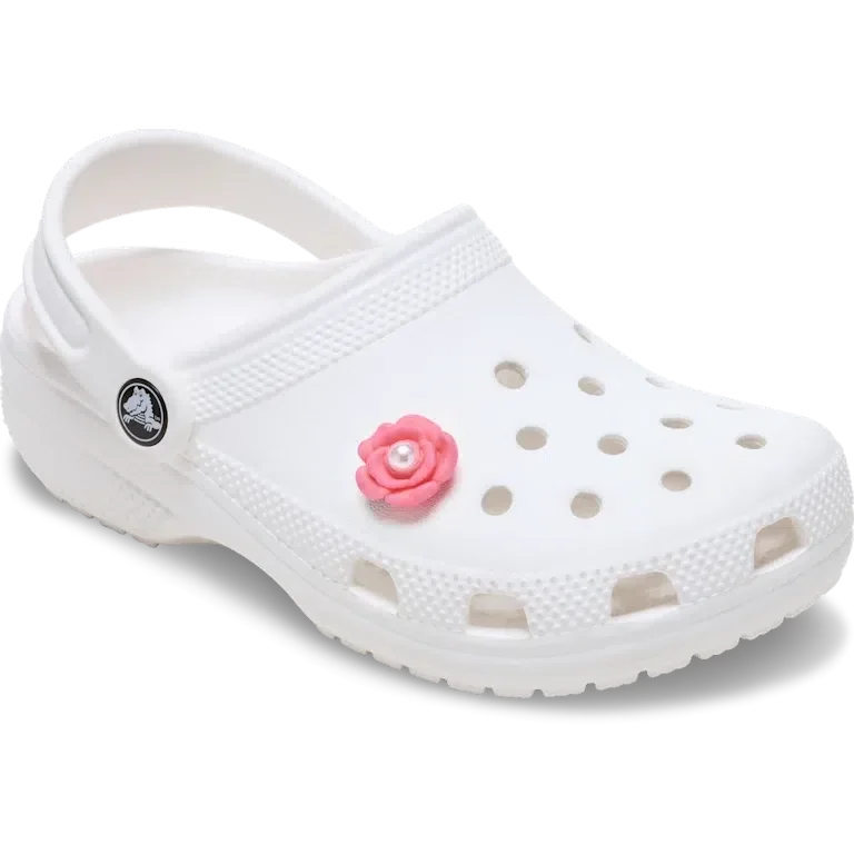 Colgantes Jibbitz™ de flor rosa con perla en el centro Colgantes Jibbitz™ de flor rosa con perla en el centro