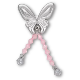 Colgantes Jibbitz «Mariposa Meta» con cuentas plateadas
