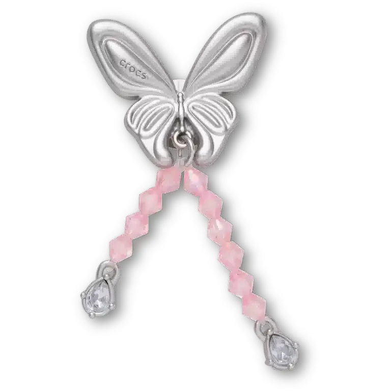 Colgantes Jibbitz «Mariposa Meta» con cuentas plateadas Colgantes Jibbitz «Mariposa Meta» con cuentas plateadas