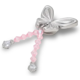 Colgantes Jibbitz «Mariposa Meta» con cuentas plateadas
