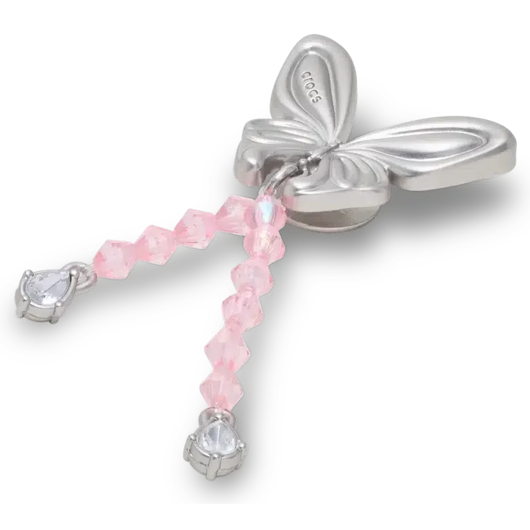Colgantes Jibbitz «Mariposa Meta» con cuentas plateadas Colgantes Jibbitz «Mariposa Meta» con cuentas plateadas