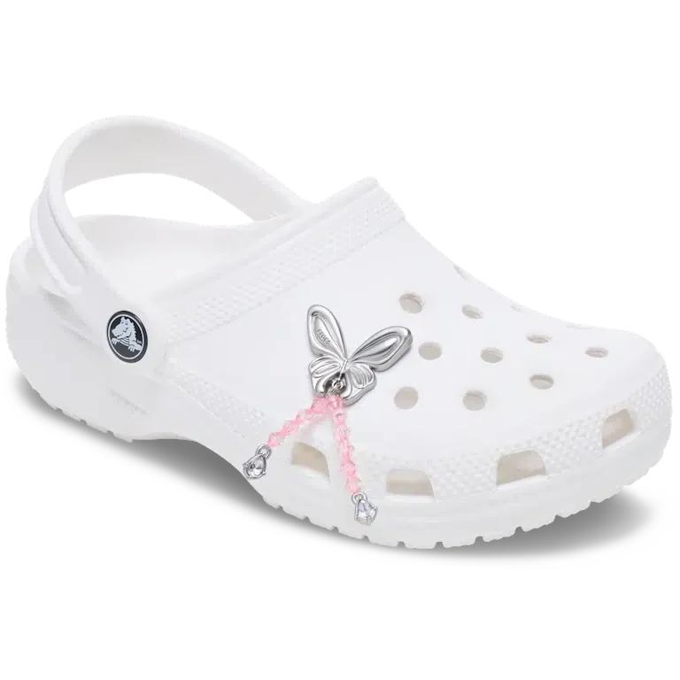 Colgantes Jibbitz «Mariposa Meta» con cuentas plateadas Colgantes Jibbitz «Mariposa Meta» con cuentas plateadas