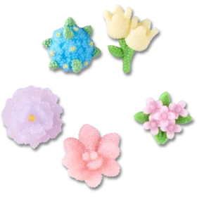 Conjuntos de 5 colgantes Jibbitz con flores de cuentas