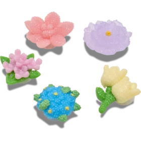 Conjuntos de 5 colgantes Jibbitz con flores de cuentas