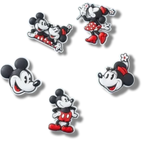 Conjuntos de 5 colgantes Jibbitz de Mickey y Minnie de PVC