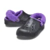 Fuzz-Lined Baya Clog «Negro-Morado»