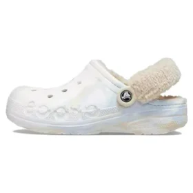 Marbled Zuecos with Fuzz-Lined Strap and Baya Lined Clog «White Multi»
