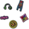 Pack de 5 colgantes Jibbitz «Level up Gamer»