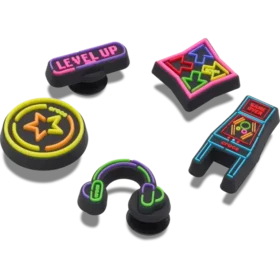 Pack de 5 colgantes Jibbitz «Level up Gamer»