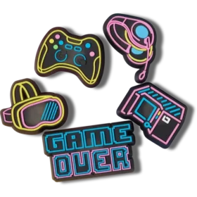 Pack de 5 colgantes Jibbitz «Lights up Neon Gamer»