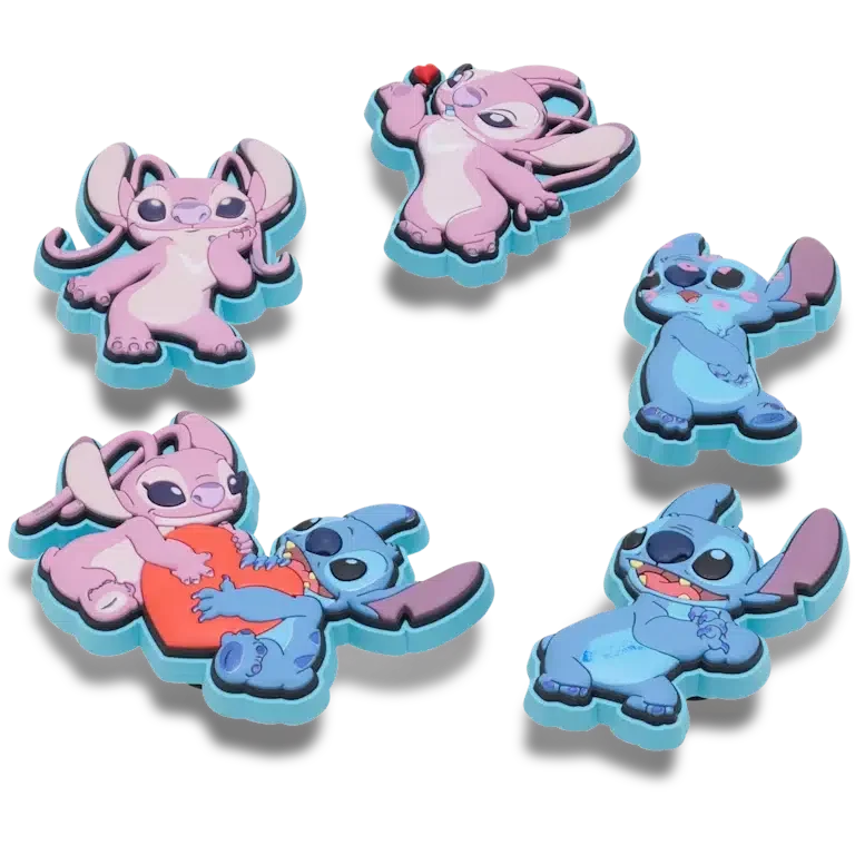 Pack de 5 colgantes Jibbitz™ para zapatos de Disney con Stitch y Angel Pack de 5 colgantes Jibbitz™ para zapatos de Disney con Stitch y Angel