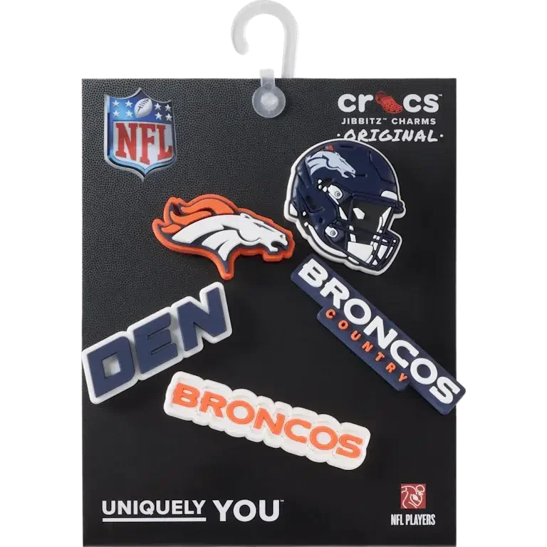 Pack de 5 colgantes para zapatos Jibbitz™ de los Denver Broncos de la NFL Pack de 5 colgantes para zapatos Jibbitz™ de los Denver Broncos de la NFL