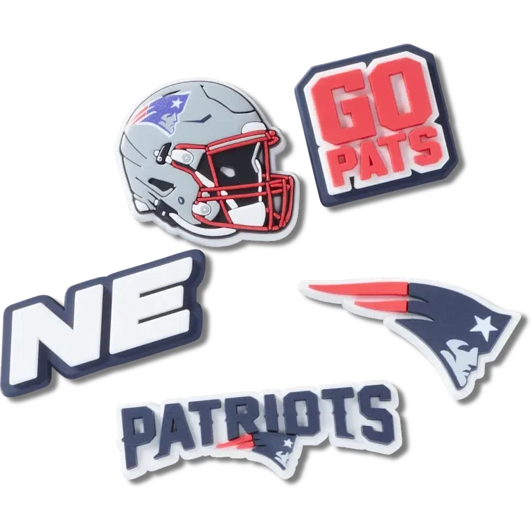 Pack de 5 colgantes para zapatos Jibbitz de los New England Patriots de la NFL Pack de 5 colgantes para zapatos Jibbitz de los New England Patriots de la NFL
