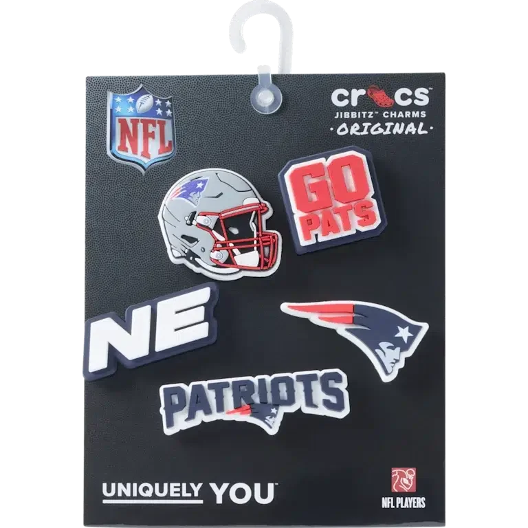 Pack de 5 colgantes para zapatos Jibbitz de los New England Patriots de la NFL Pack de 5 colgantes para zapatos Jibbitz de los New England Patriots de la NFL