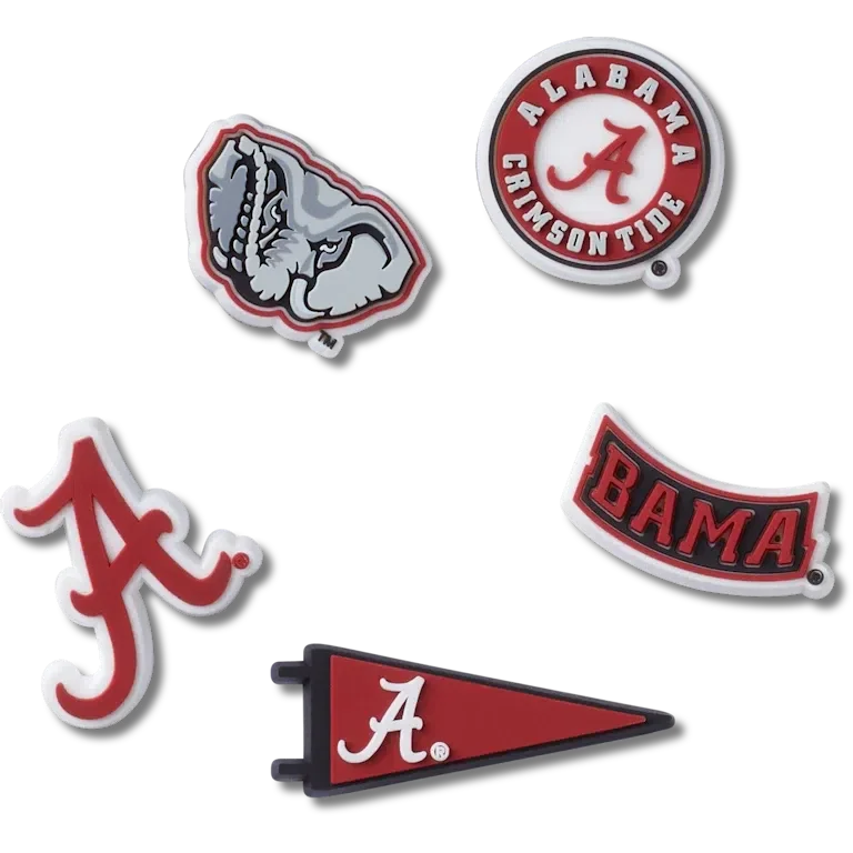 Paquete de 5 colgantes Jibbitz de la Universidad de Alabama Paquete de 5 colgantes Jibbitz de la Universidad de Alabama