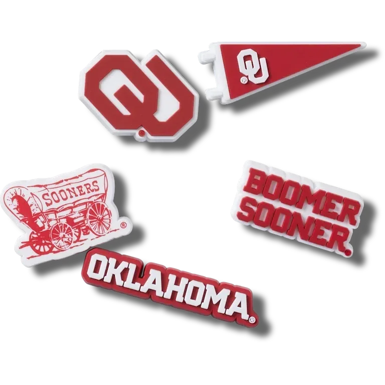 Paquete de 5 colgantes Jibbitz de la Universidad de Oklahoma Paquete de 5 colgantes Jibbitz de la Universidad de Oklahoma