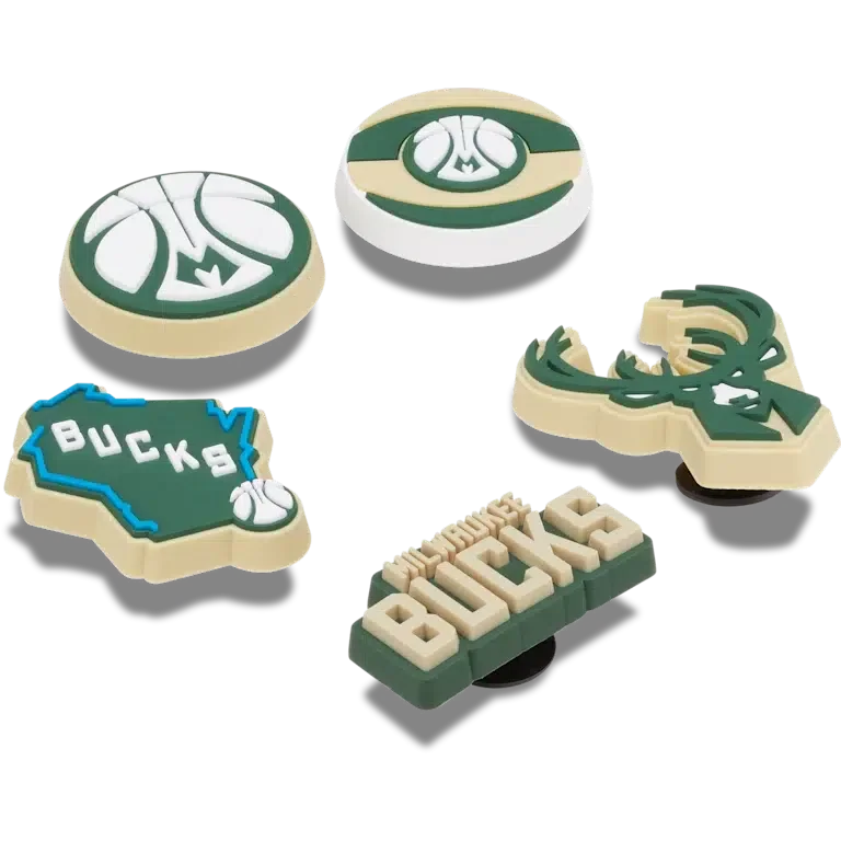 Paquete de 5 colgantes Jibbitz™ de los Milwaukee Bucks de la NBA Paquete de 5 colgantes Jibbitz™ de los Milwaukee Bucks de la NBA