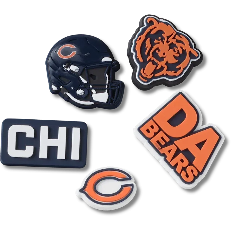 Paquete de 5 colgantes para zapatos Jibbitz de los Chicago Bears de la NFL Paquete de 5 colgantes para zapatos Jibbitz de los Chicago Bears de la NFL