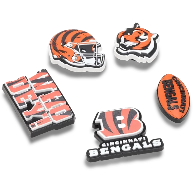 Paquete de 5 colgantes para zapatos Jibbitz de los Cincinnati Bengals de la NFL Paquete de 5 colgantes para zapatos Jibbitz de los Cincinnati Bengals de la NFL