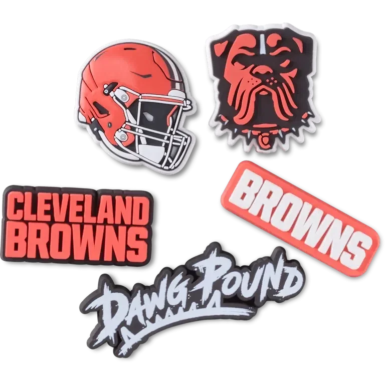 Paquete de 5 colgantes para zapatos Jibbitz de los Cleveland Browns de la NFL Paquete de 5 colgantes para zapatos Jibbitz de los Cleveland Browns de la NFL