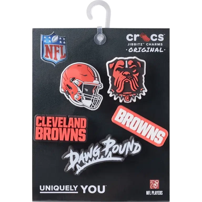 Paquete de 5 colgantes para zapatos Jibbitz de los Cleveland Browns de la NFL Paquete de 5 colgantes para zapatos Jibbitz de los Cleveland Browns de la NFL