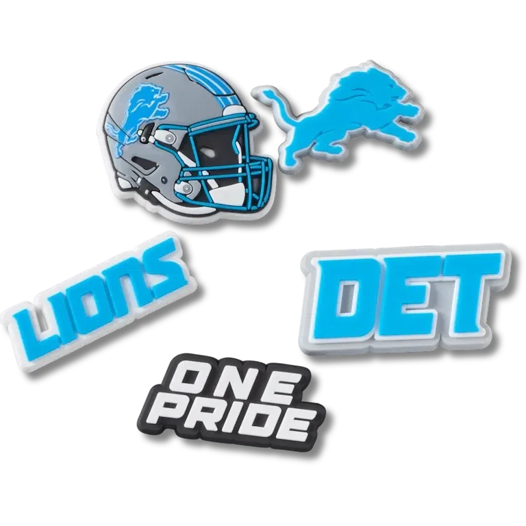 Paquete de 5 colgantes para zapatos Jibbitz de los Detroit Lions de la NFL Paquete de 5 colgantes para zapatos Jibbitz de los Detroit Lions de la NFL