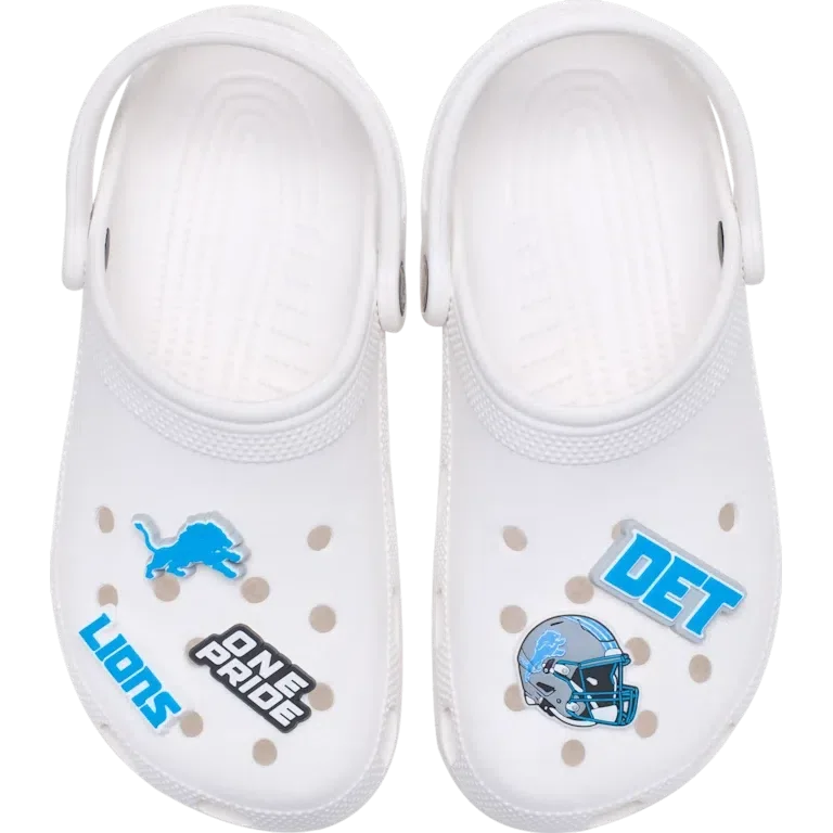 Paquete de 5 colgantes para zapatos Jibbitz de los Detroit Lions de la NFL Paquete de 5 colgantes para zapatos Jibbitz de los Detroit Lions de la NFL