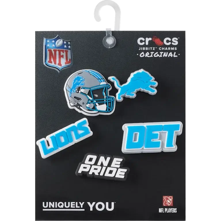 Paquete de 5 colgantes para zapatos Jibbitz de los Detroit Lions de la NFL Paquete de 5 colgantes para zapatos Jibbitz de los Detroit Lions de la NFL
