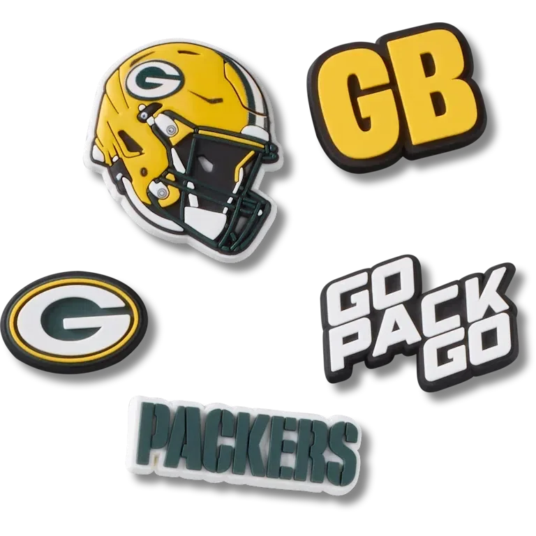 Paquete de 5 colgantes para zapatos Jibbitz de los Green Bay Packers de la NFL Paquete de 5 colgantes para zapatos Jibbitz de los Green Bay Packers de la NFL