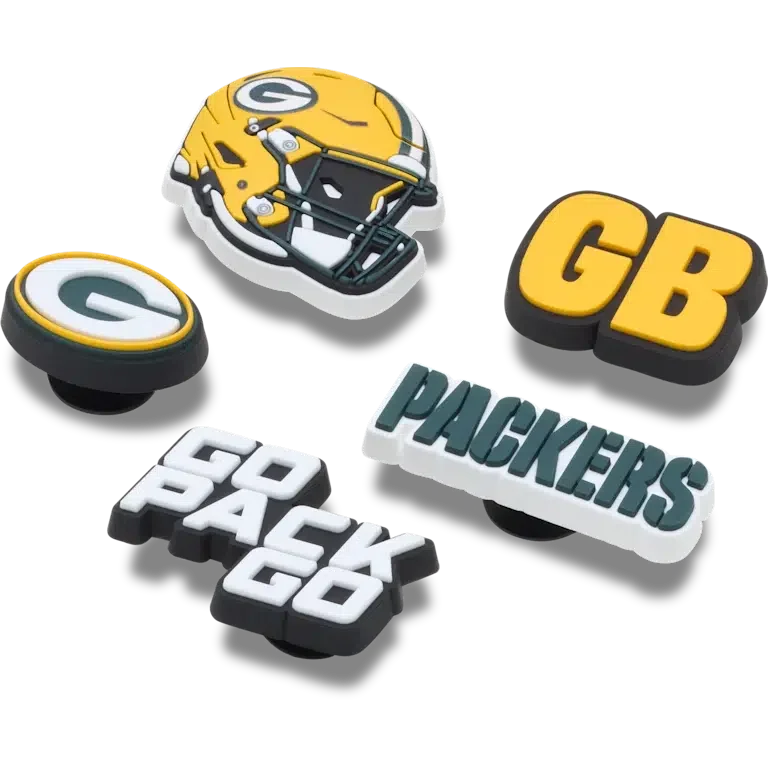 Paquete de 5 colgantes para zapatos Jibbitz de los Green Bay Packers de la NFL Paquete de 5 colgantes para zapatos Jibbitz de los Green Bay Packers de la NFL