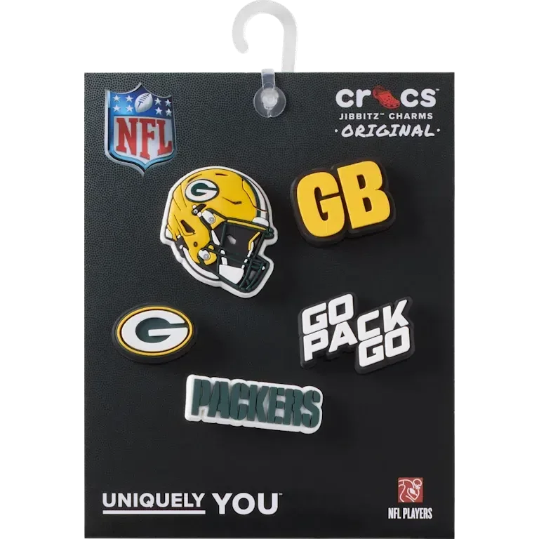 Paquete de 5 colgantes para zapatos Jibbitz de los Green Bay Packers de la NFL Paquete de 5 colgantes para zapatos Jibbitz de los Green Bay Packers de la NFL
