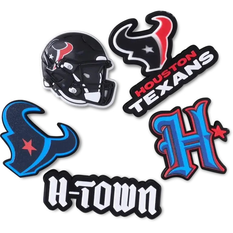 Paquete de 5 colgantes para zapatos Jibbitz de los Houston Texans de la NFL Paquete de 5 colgantes para zapatos Jibbitz de los Houston Texans de la NFL
