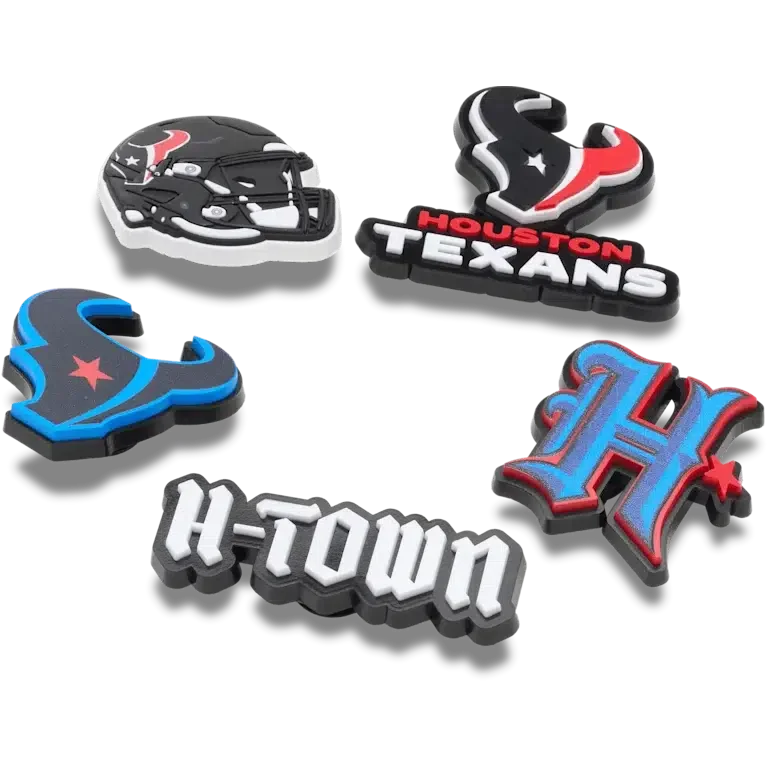 Paquete de 5 colgantes para zapatos Jibbitz de los Houston Texans de la NFL Paquete de 5 colgantes para zapatos Jibbitz de los Houston Texans de la NFL