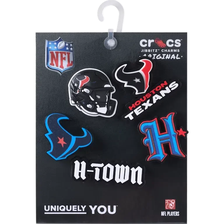 Paquete de 5 colgantes para zapatos Jibbitz de los Houston Texans de la NFL Paquete de 5 colgantes para zapatos Jibbitz de los Houston Texans de la NFL