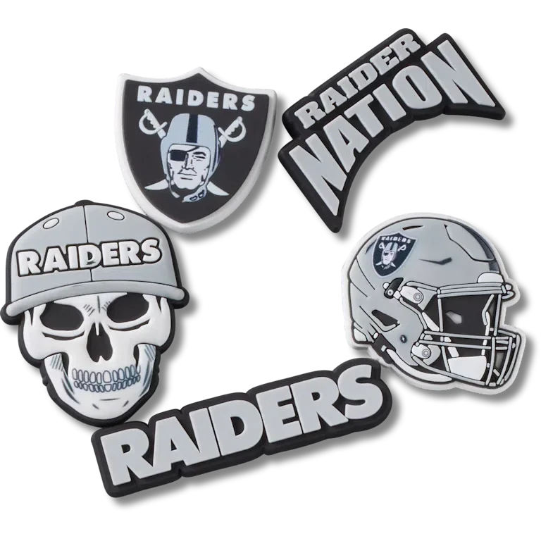 Paquete de 5 colgantes para zapatos Jibbitz de los Las Vegas Raiders de la NFL Paquete de 5 colgantes para zapatos Jibbitz de los Las Vegas Raiders de la NFL