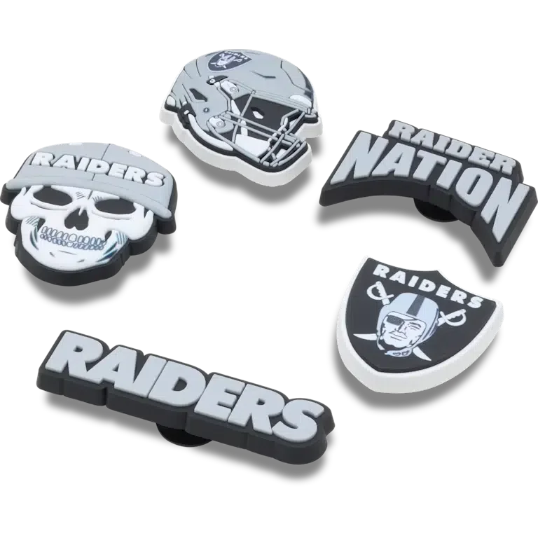 Paquete de 5 colgantes para zapatos Jibbitz de los Las Vegas Raiders de la NFL Paquete de 5 colgantes para zapatos Jibbitz de los Las Vegas Raiders de la NFL