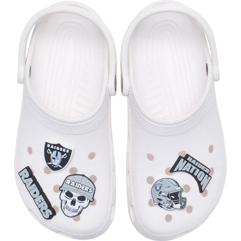 Paquete de 5 colgantes para zapatos Jibbitz de los Las Vegas Raiders de la NFL Paquete de 5 colgantes para zapatos Jibbitz de los Las Vegas Raiders de la NFL