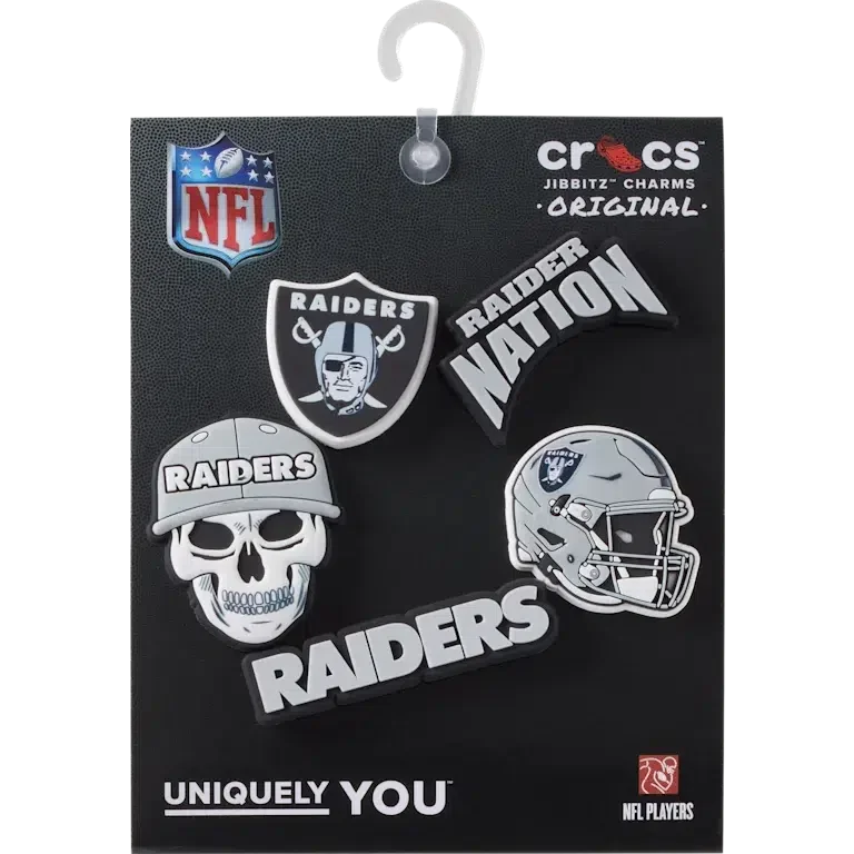 Paquete de 5 colgantes para zapatos Jibbitz de los Las Vegas Raiders de la NFL Paquete de 5 colgantes para zapatos Jibbitz de los Las Vegas Raiders de la NFL