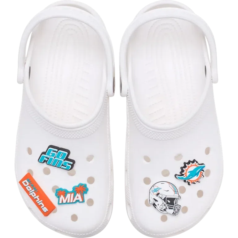 Paquete de 5 colgantes para zapatos Jibbitz de los Miami Dolphins de la NFL Paquete de 5 colgantes para zapatos Jibbitz de los Miami Dolphins de la NFL